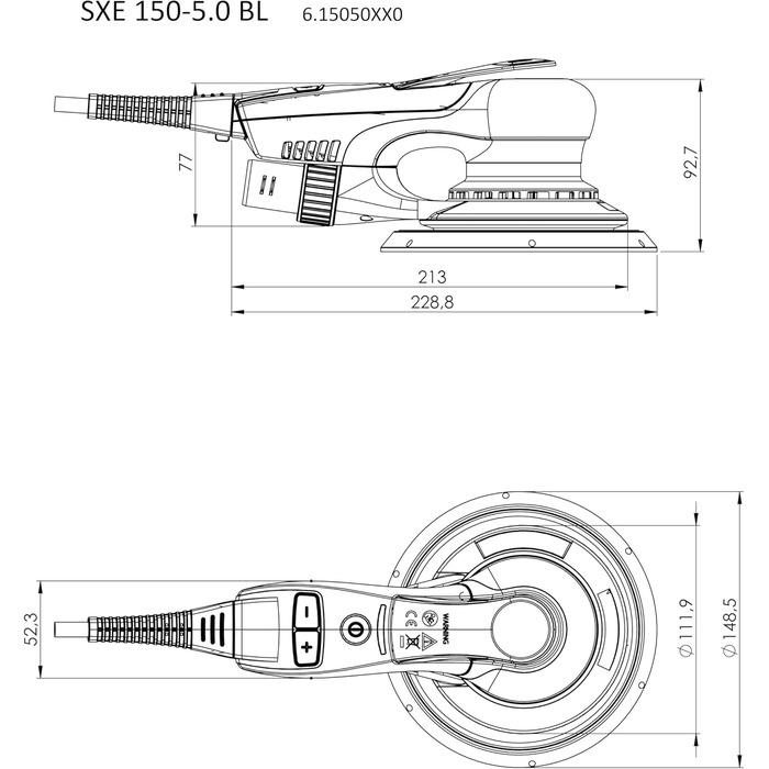 Довільна орбітальна шліфувальна машина Metabo SXE 150-5.0 BL - 615050000 - Шліфувальна машина з потужним безщітковим двигуном - Но