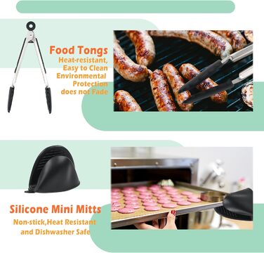 Аксесуари для фритюрниці MaxEarn 14 шт. , Набір аксесуарів для фритюрниці 8 дюймів з кухонним кошиком, формою для піци, тримачем для шампура, аксесуарами для фритюрниці Аерофритюрниці для ніндзя Philips Cosori Princess XL 5.5 л фритюрниці 14 предметів