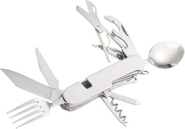 Міні-кишеньковий ніж Semptec Urban Survival Technology набір із 2 предметів, 14 складних столових приборів та кишенькового ножа з нержавіючої сталі (багатофункціональний, з виделками, роздільний, кишеньковий)