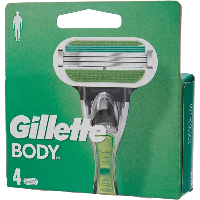 Леза для бритви Gillette для чоловіків, 4 змінні леза, леза для бритви для тіла з 3 лезами міцніші за сталеві та тілесні бритви для чоловіків, волога бритва 1 лезо бритви з 3-кратним лезом Комплект лез бритви для тіла з бритвою для тіла