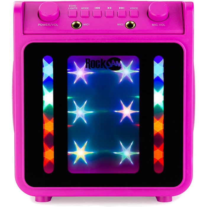 Караоке-машина RockJam 10 Вт, акумуляторна, з двома мікрофонами, рожева