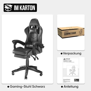 Ігрове крісло Avalo - Ергономічне офісне крісло, регульоване - Ігрове крісло - Чорне