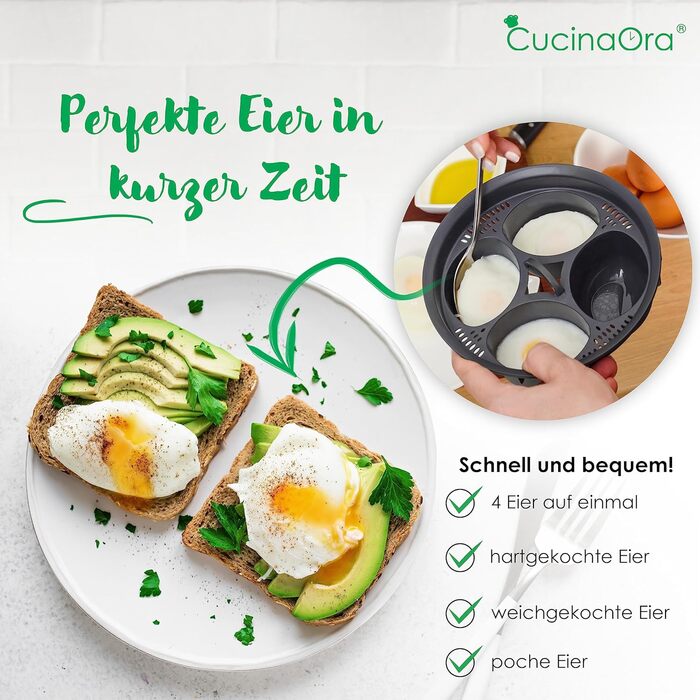 Яйцеварка CucinaOra 4 яйця Котел для яєць steamEGGS - Аксесуари Thermomix TM6 - Thermomix TM5 TM31 - Аксесуари для Thermomix Vorwerk - Thermomix TM6 Аксесуари - Браконьєри для яєць - Termomix Аксесуари TM6/TM5/TM31