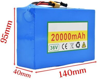 Акумулятор для електровелосипеда Pedelec 36V 20Ah 10S2P, акумуляторна батарея для електровелосипеда, вбудований BMS, ПВХ-акумулятор із зарядним пристроєм для двигуна 200W-1000W 36V 20Ah XT60