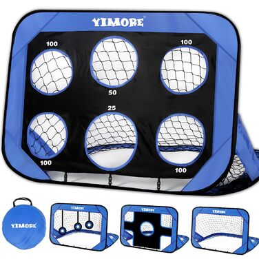 Дитячі футбольні ворота YIMORE для саду з сумкою для перенесення, 4 режими гри, міні-футбольні ворота для дітей, для використання на вулиці та в приміщенні, футбольні ворота для дітей, подарунок для дівчаток та хлопчиків, вік 6-12 років, кислотно-блакитні