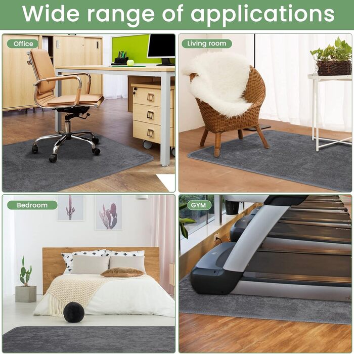 Захисний килимок для підлоги 90x140 см сірого кольору, нековзний килимок товщиною 4 мм для офісного крісла, міцний рулонний килимок, килимок для ламінату, паркету, твердих підлог 90 x 140 см сірого кольору
