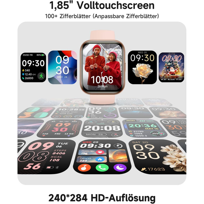 Розумний годинник для чоловіків та жінок, 1,8-дюймовий AMOLED-дисплей, розумний годинник з функцією телефону, Alexa, фітнес-годинник з серцевим ритмом, сном, SpO2, крокоміром, 110 спортивних режимів, водонепроникність IP68, спортивний годинник для iOS та 