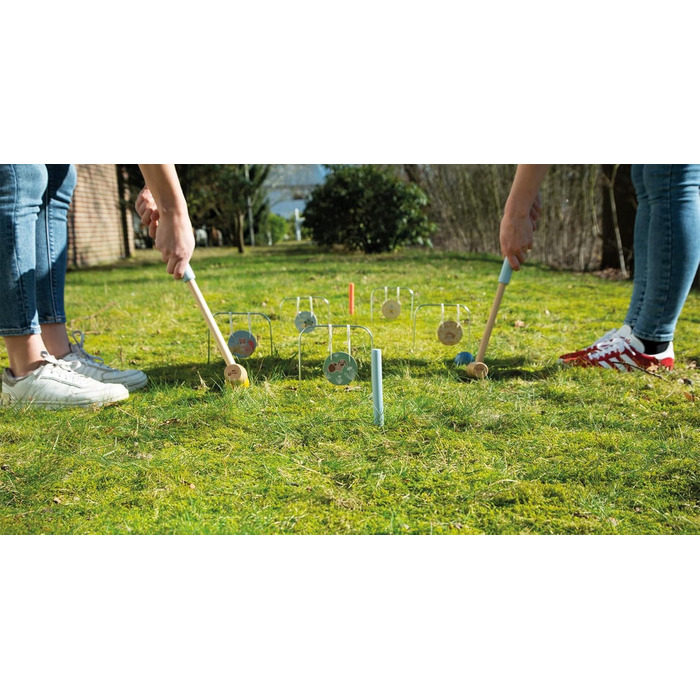 Маленький крокет Садові друзі з дерева, міцна гра на свіжому повітрі з милими мотивами тварин, для дітей віком від 3 років, 12646