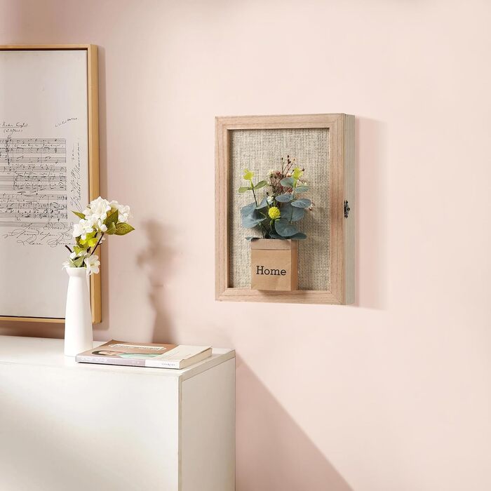 Ключниця з 6 гачками, Декоративна настінна ключниця, Ключниця з металевим замком, Ключниця з декором у вигляді букета штучних квіт