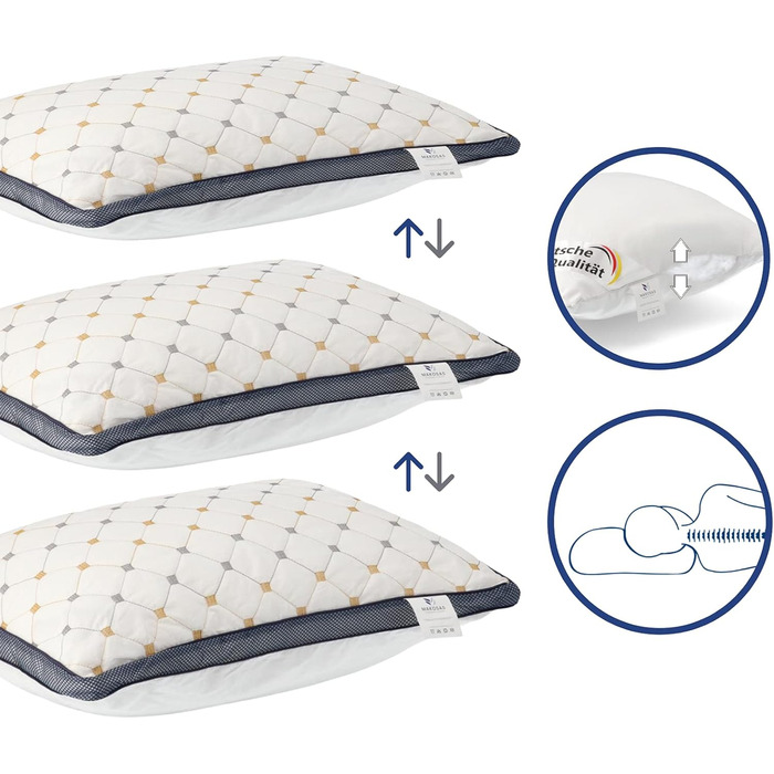 Комплект із 2 подушок, 40 x 60 см, чохол 100 бавовна, наповнювач з мікрофібри 1600 грамів, міцні та підтримуючі подушки для сну, подушки для алергіків, для сну на боці, дихаючі, зручні, висока якість