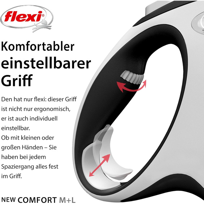 flexi® Comfort L Harness 8 м чорний, висувний повідець для собак до 50 кг