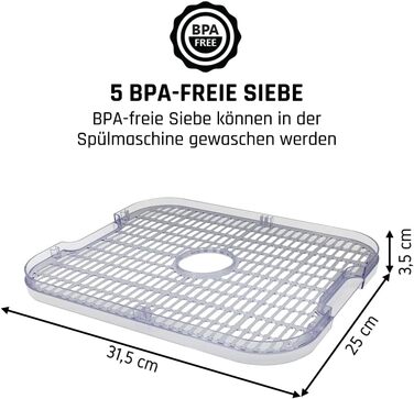 Дегідратор, 450 Вт, 4000 см2, таймер на 24 години, LED-дисплей, нержавіюча сталь INOX, без BPA, модульна конструкція, дегідратор для їжі, грибів, фруктів, м'яса, риби, овочів, 01S