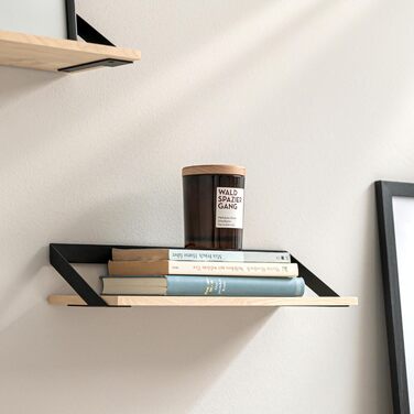 Набір настінних полиць -Finn- Підвісні полиці з металу та шпону натурального дерева Оздоблення стін та зберігання для ванної, віта