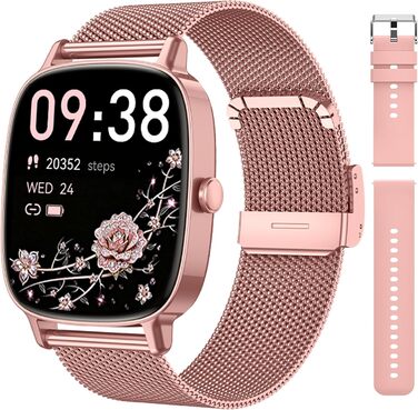 Жіночий смарт-годинник coioc з функцією телефону, 1,85-дюймовий HD фітнес-годинник, 120 спортивних режимів, пульсометр та крокомір, водонепроникний IP68, сумісний з iOS та Android, рожевий