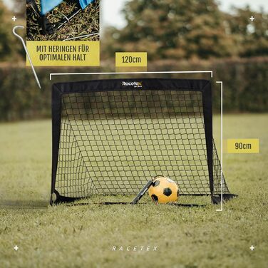 Комплект із 2 дитячих футбольних воріт - Футбольні ворота з зручною сумкою для перенесення - Версія з армованими склопластиковими стійками - Футбольні ворота для саду або парку, чорні