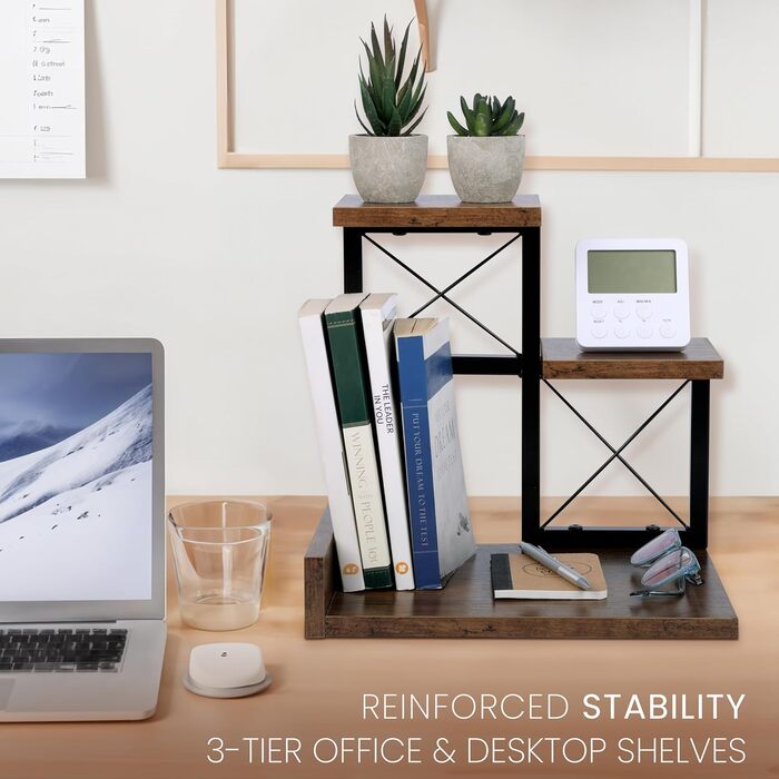 Трирівнева полиця для столу BELLE VOUS - Дерев&39яна полиця для столу - Маленька книжкова полиця - Органайзер для столу - Створити замовлення