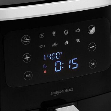 Аерофритюрниця Storeo Basics 6 літрів із цифровим сенсорним екраном і 8 попередніми налаштуваннями приготування, чорна 6 л