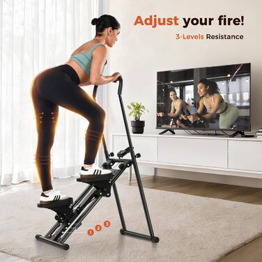 Складаний степер Sportneer для домашнього використання з кермом та регульованим опором, тренування Stairmaster для ніг та корпусу, домашній степер до 200 кг, чорний
