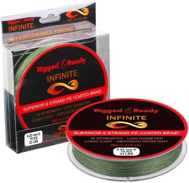 Підготовлена та готова Infinite Hi-Performance Fishing Braid від 10 до 66 фунтів від 4,5 до 30 кг волосіні з поліетиленовим покриттям 200 м. Плетений, 8 ниток, малий діаметр, не розтягується, довгий закид, швидко тоне.