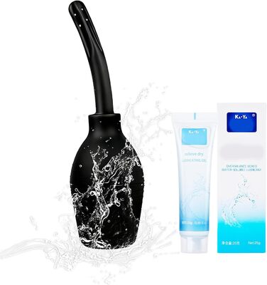 Силіконовий анальний душ для інтимної гігієни, з 3 насадками, 29 см, 220 мл, комплект для очищення з гелем 25 г