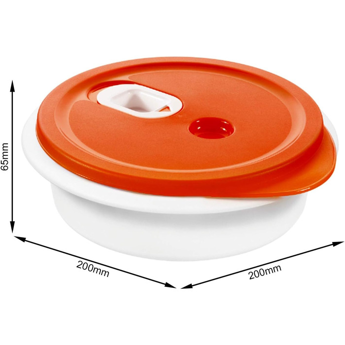 Контейнер для мікрохвильової печі Rotho Micro Clever 1л з кришкою та вентиляційним отвором, пластик (PP) без BPA, червоний/білий, 1л (20.0 x 20.0 x 6.5 см) Білий/Папая 20 x 20 x 6.5 см