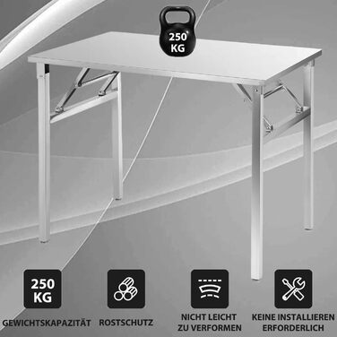 Складаний робочий стіл з нержавіючої сталі 120x60 см - стіл для кейтерингу, вантажопідйомність до 200 кг - стіл для кейтерингу з нержавіючої сталі, кухонний стіл - складаний стіл для кейтерингу, сервірувальний стіл - стіл для кухні 120 x 60 см