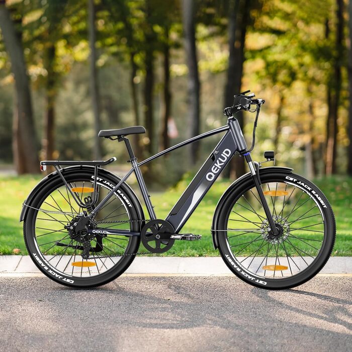 Електровелосипед для жінок/чоловіків, 26 дюймів/27,5 дюймів, з літій-іонним акумулятором 36 В 13 Аг, двигуном 250 Вт, запас ходу до 100 км у гібридній моделі 27,5 дюймів, сріблястий