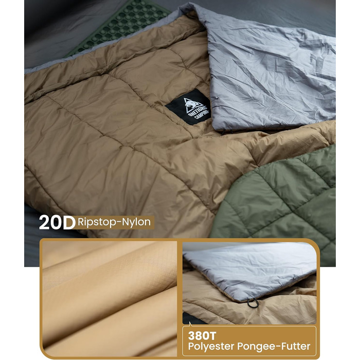 Спальний мішок OneTigris 200 x 85 см, ковдра на 3 сезони, спальний мішок UL 1.0 кг для кемпінгу, походів, активного відпочинку на свіжому повітрі, OD зелений