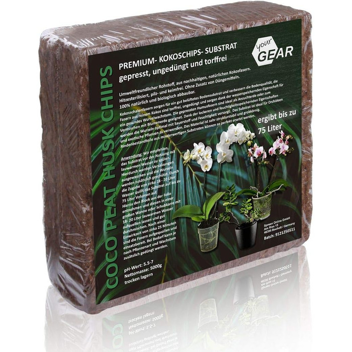 Л крупнозернистий або дрібнозернистий кокосовий ґрунт - 5 кг блоковий пресований ґрунт - посівний ґрунт з кокосових волокон неудоб