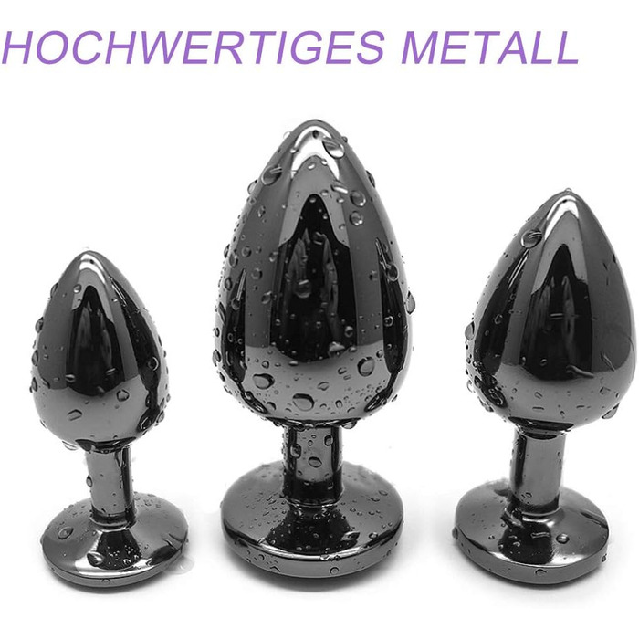 Набір з 3 металевих анальних плагів AllesCosy, для чоловіків і жінок