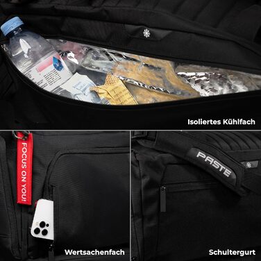 Преміальна спортивна сумка об&39ємом 68 л з функцією рюкзака, відділенням для взуття та відділенням для вологих речей, чорна - Футбольна сумка та тренувальна сумка з функцією охолодження, велика, для жінок та чоловіків - Дорожня сумка XL та сумка для спор