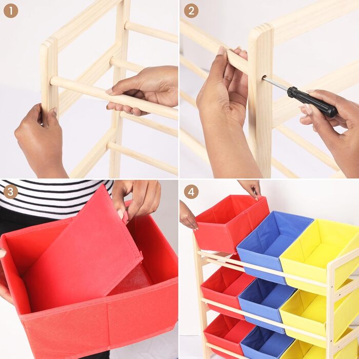 Шафа для зберігання іграшок з кошиками - 3-х ярусна дитяча полиця - З кошиками - Полиця для іграшок - Меблі для дитячої кімнати -