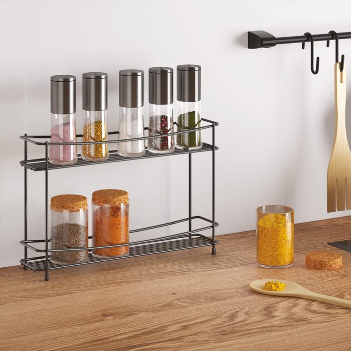 Підставка для спецій Kumino-2 Lava, металева, чорна, 33x8x21 см 33x8x21 см Чорна