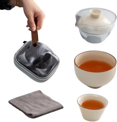 Чайний сервіз для дорослих Повний набір для чаювання, ідеальний для післяобіднього чаю та чаювань, з чашками та серветкою, керамічний сервіз для дому, подорожей та пікніків