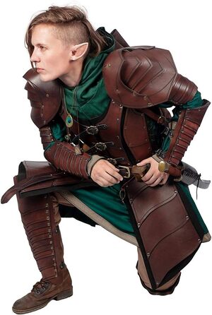 Андракор - Лускаті Наголенники - Надзвичайно міцні шкіряні обладунки - LARP Середньовічні вікінги та реконструкція - Зелені, один розмір