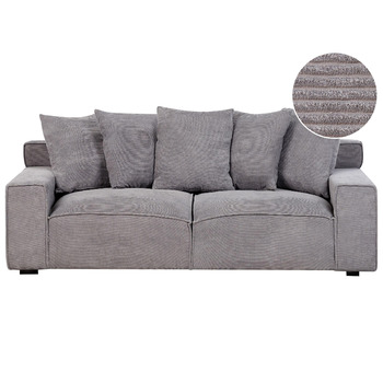 Місний диван Beliani, оббивка з темно-сірої вельветової тканини, 5 декоративних подушок, широкі підлокітники, Віскан, 3-