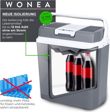 Літровий термоелектричний холодильник з USB-портом для зарядного пристрою, охолодження та обігрів 12 В/230 В, тихий кемпінговий холодильник для легкових та вантажних автомобілів, 24-