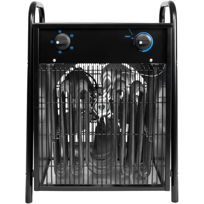 Електричний обігрівач Gde GH 15 EV (400 В, 15 кВт, 3 рівні нагріву 5 / 10 / 15 кВт, продуктивність вентилятора 1292 м/год, споживання струму 22 А, термостат з плавним регулюванням, захист від перегріву та ручки для перенесення) Одинарний