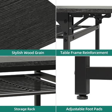 Розкладний обідній стіл YITAHOME, розсувний відкидний стіл з тримачем для зберігання та 4 регульованими ніжками, для 2-6 осіб, 120 x 78 x 75 см, чорний