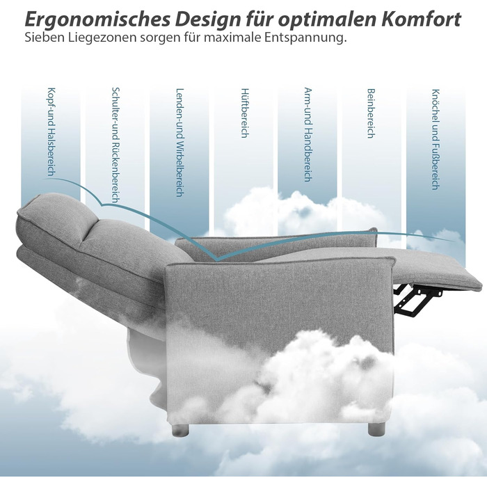 Крісло-реклайнер з регульованою спинкою, стильне темно-сіре крісло для відпочинку, крісло-реклайнер, крісло для телевізора, сірий поліестеровий дерев&39яний диван, шезлонг для вітальні, крісло для телевізора, диван для кінотеатру, 72 x 73 x 102 см