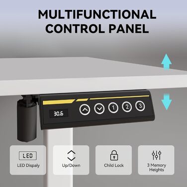 Каркас електричного столу стоячи з двома двигунами, колеса з фіксацією, регулювання висоти та довжини, ніжки столу сидячи/стоячи з кабельним лотком (Окремостоячий, Білий) Білий Окремостоячий