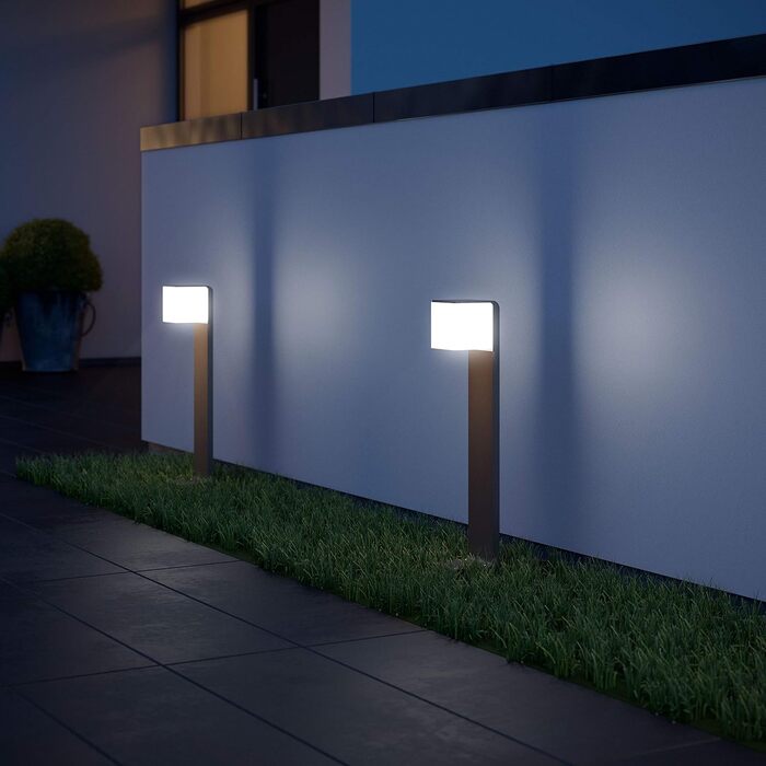 Розумний садовий світильник Steinel LED GL 80 SC Connect, з датчиком руху, диммером, керуванням через додаток та таймером, 3000 K, 9.1 Вт, антрацит