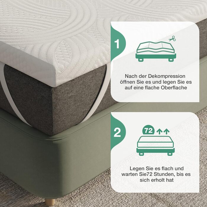 Наматрацник Novilla 80x200 см H2/H3, наматрацник з холодної піни 80x200 заввишки 5 см - протиковзкий, пральний наматрацник для матраців, ліжок з пружинним блоком та гостьових ліжок, сертифікований Oeko-Tex 5 см 80x200 см