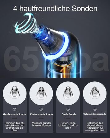 Очищувач пір для видалення вугрів вакуумний очищувач пір для обличчя Очищувач пір для видалення вугрів вакуумний очищувач 4 всмоктувальні головки 3 режими USB зарядка для очищення обличчя вакуумний очищувач пір для видалення прищів Пристрій для видалення 