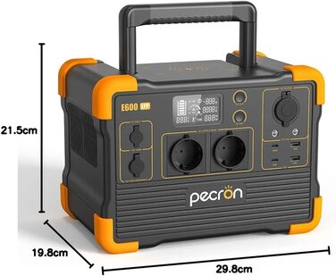 Портативна електростанція pecron E600LFP, сонячний генератор на LiFePO4 акумуляторі ємністю 614 Втгод, 1200 Вт CA, генератор потужності для подорожей/кемпінгу/відпочинку на природі/екстрених ситуацій (E600LFPEU)