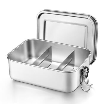 Ланчбокс Onader з роздільниками, нержавіюча сталь, бенто-бокс для дітей та дорослих, контейнер для перекусу знімною перегородкою для пікніка, школи та подорожей, герметичний та придатний для миття в посудомийній машині - 850 мл