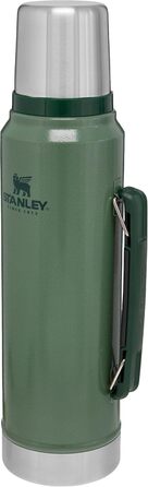 Термос Stanley Classic Legendary 1 л - Термос зберігає гарячу або холодну воду протягом 24 годин - Термос з нержавіючої сталі - Без BPA - Можна мити в посудомийній машині - Зелений Hammertone