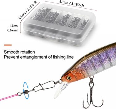 Рибальські вертлюги Aoyswuz 125 предметів, набір рибальських вертлюгів 4-12 5 розмірів, безвузлові зєднувачі для риболовлі на приманку для риби, вертлюги, аксесуари для риболовлі, вертлюги