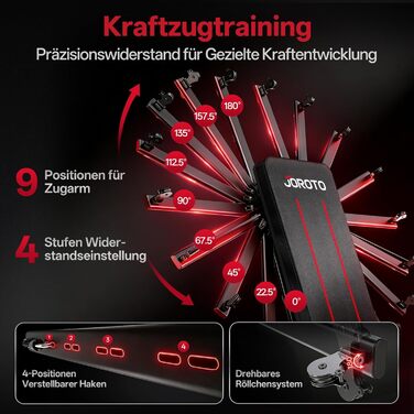 Регульована силова лава JOROTO MD85 з вбудованим відділенням для зберігання, вантажопідйомність 990 фунтів/450 кг, багатофункціональна похила лава, 9-позиційні блоки та 7-позиційна регульована спинка, лава для домашніх тренувань