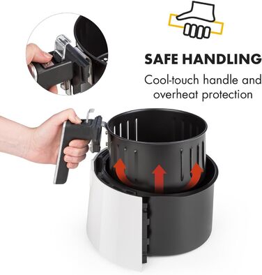 Фритюрниця, фритюрниця, аерофритюрниця, 1300 Вт, ємність 2,5 л, смаження без жиру, випічка, гриль, смаження, 8 програм, антипригарне покриття CeraPlus, білий